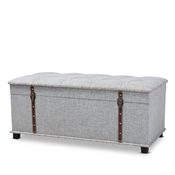 Baxton Studio Kyra Modern and Contemporary Grey Fabric Upholstered Storage Trunk Ottoman